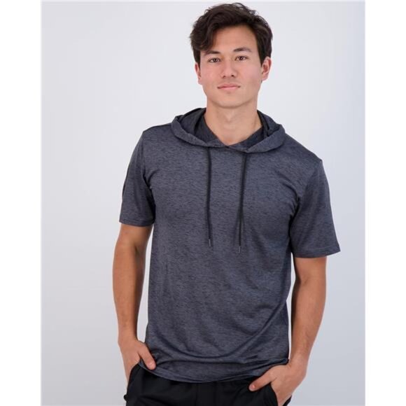 Real Essentials 3 Pack: Men's Dry Fit Short Sleeve Active Athletic Hoodie - Picture 2 of 7